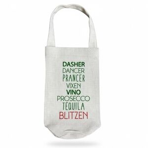 Christmas Wine Tote Bag Dasher Dancer Vixen Vino Prosecco Tequila Blitzen